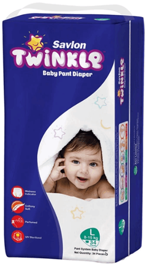 Savlon Twinkle Baby Pant Diaper Large 34's Pack (8-15 kg)